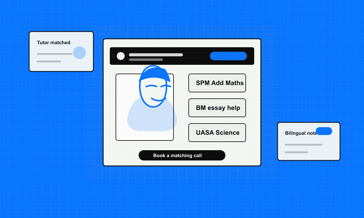 Blue TutorPakar online tuition room with SPM, BM and UASA learning cards